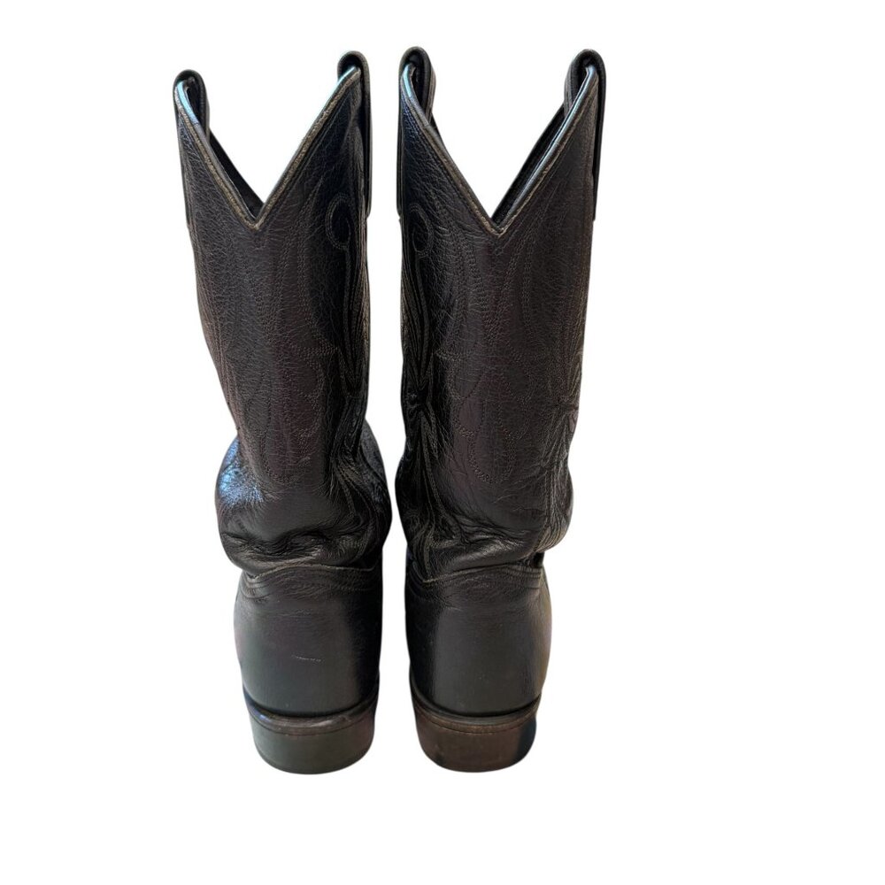 Dan Post Black Leather Western Cowboy Boots Size 6M Made In USA - Picture 4 of 9